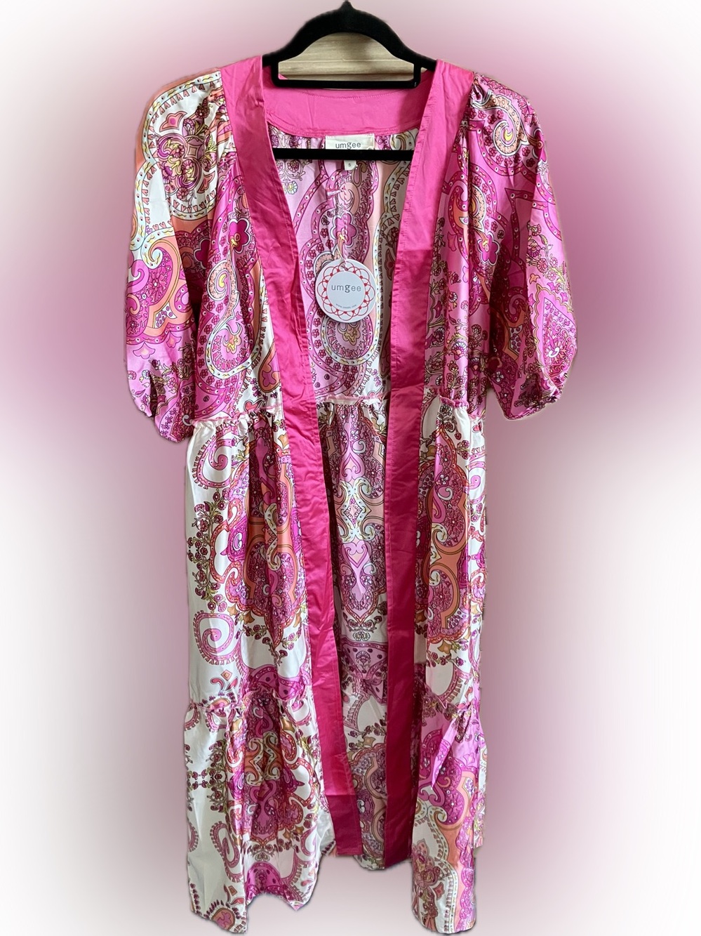 Umgee Pink & Cream Paisley Open-Front Robe